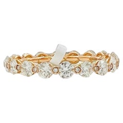 Estate Lugano Round Diamond Eternity Band Ring in 18K Rose Gold