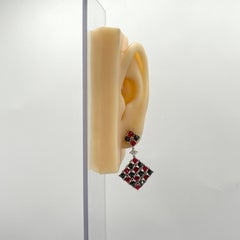 Estate Lugano Rubin und schwarzer Diamant Ohrringe in 18K Weißgold
