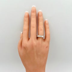 Estate Lugano White Diamond Emerald Cut Band Ring in 18K White Gold
