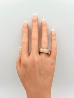 Estate Lugano White Diamond Round Pave Ring in 18K Rose Gold