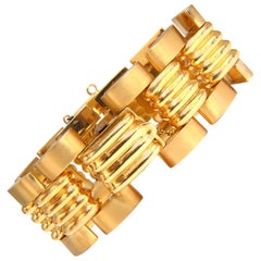Estate Luva 14 Karat Gold Watch Ladies Cuff Bracelet