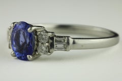 Estate Madagascar Blue Sapphire and Diamond Engagement Ring