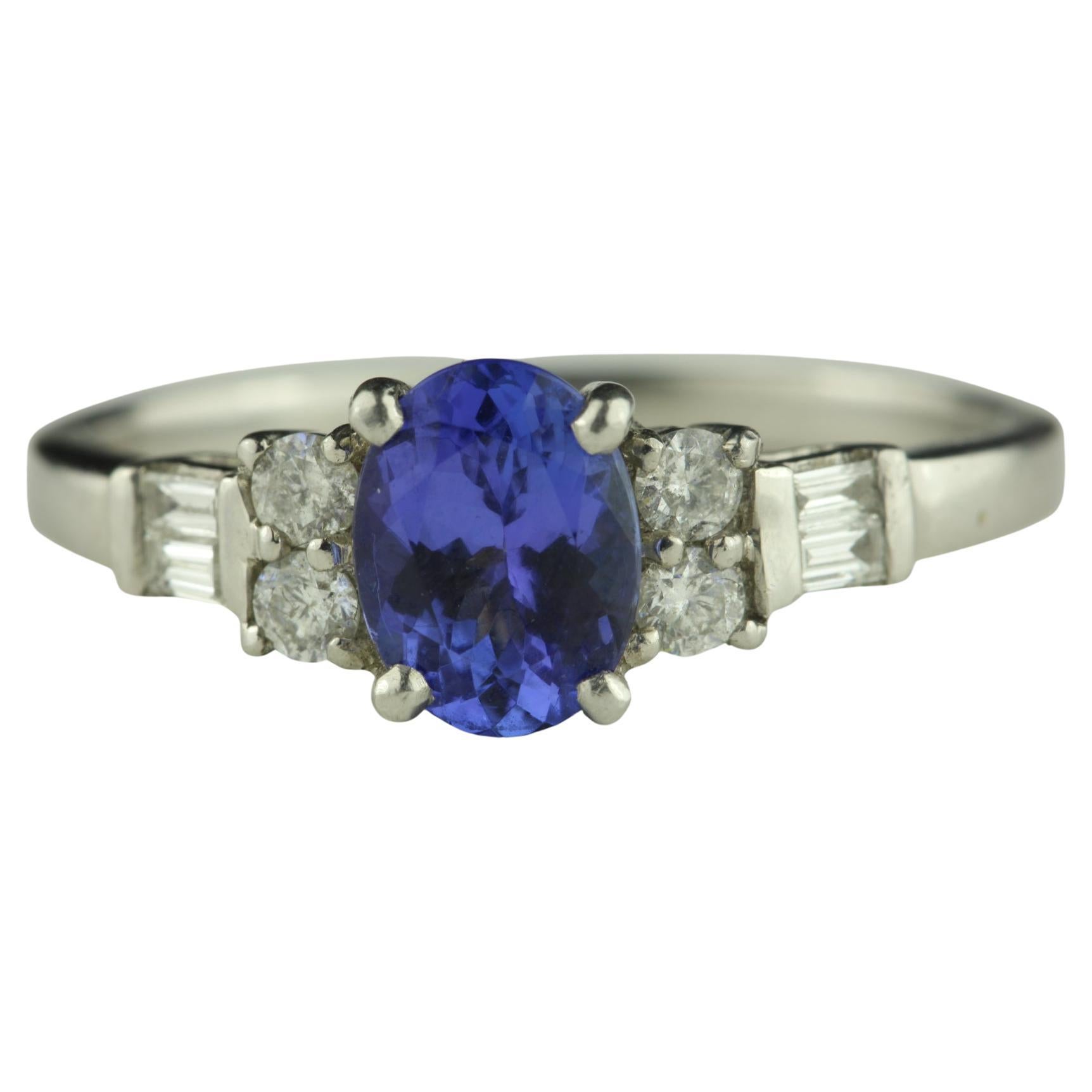Estate Madagascar Blue Sapphire and Diamond Engagement Ring For Sale