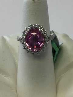 Estate Madagascar Pink Sapphire Oval and Diamond Cocktail Ring