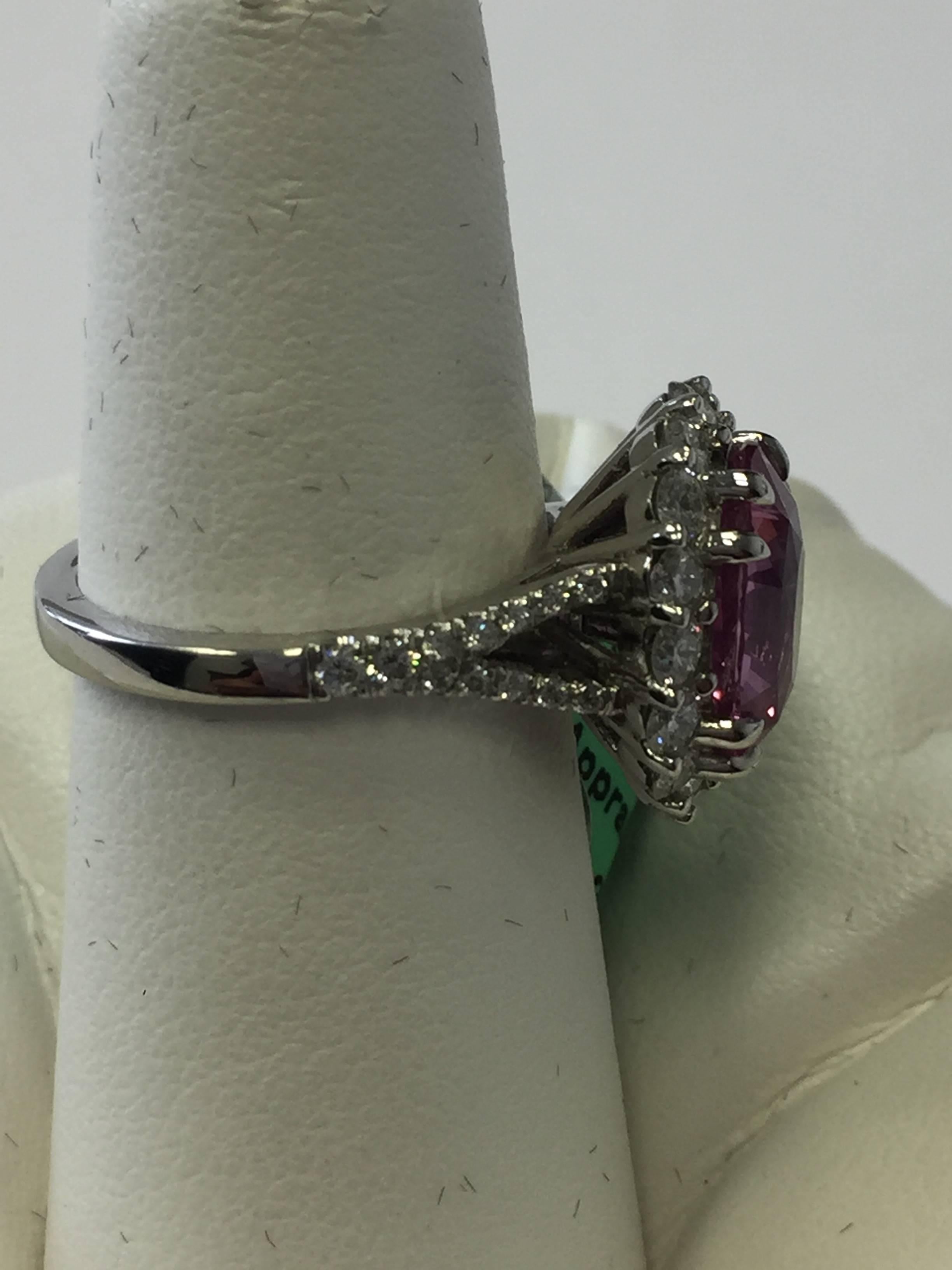 Oval Cut Estate Madagascar Pink Sapphire Oval and Diamond Cocktail Ring