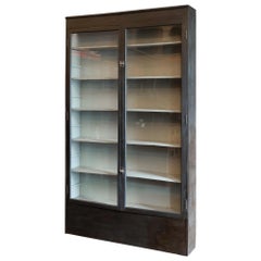 Estate Made Grey Painted Mahogany Glazed Bookcase