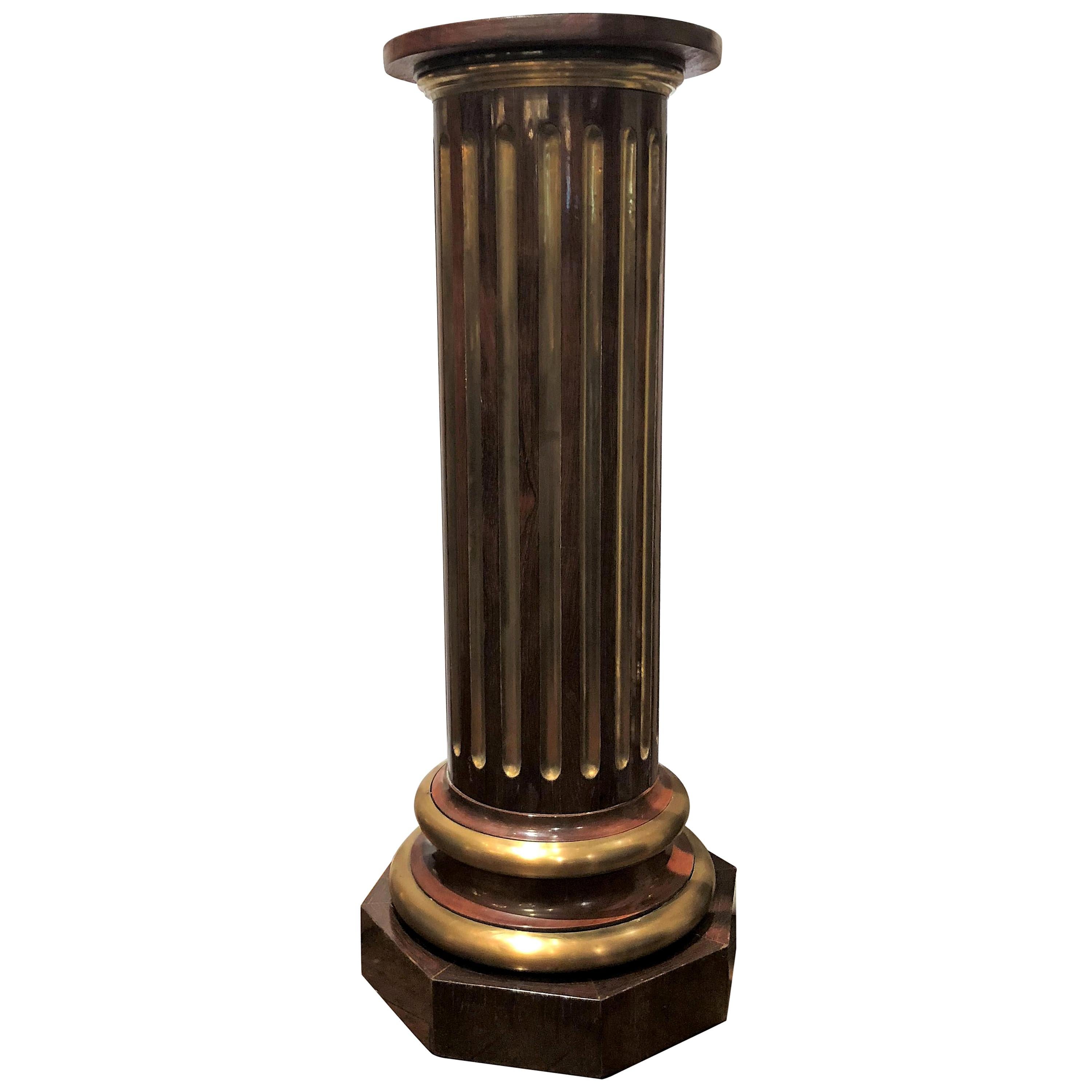 Estate Mahogany and Brass Pedestal For Sale