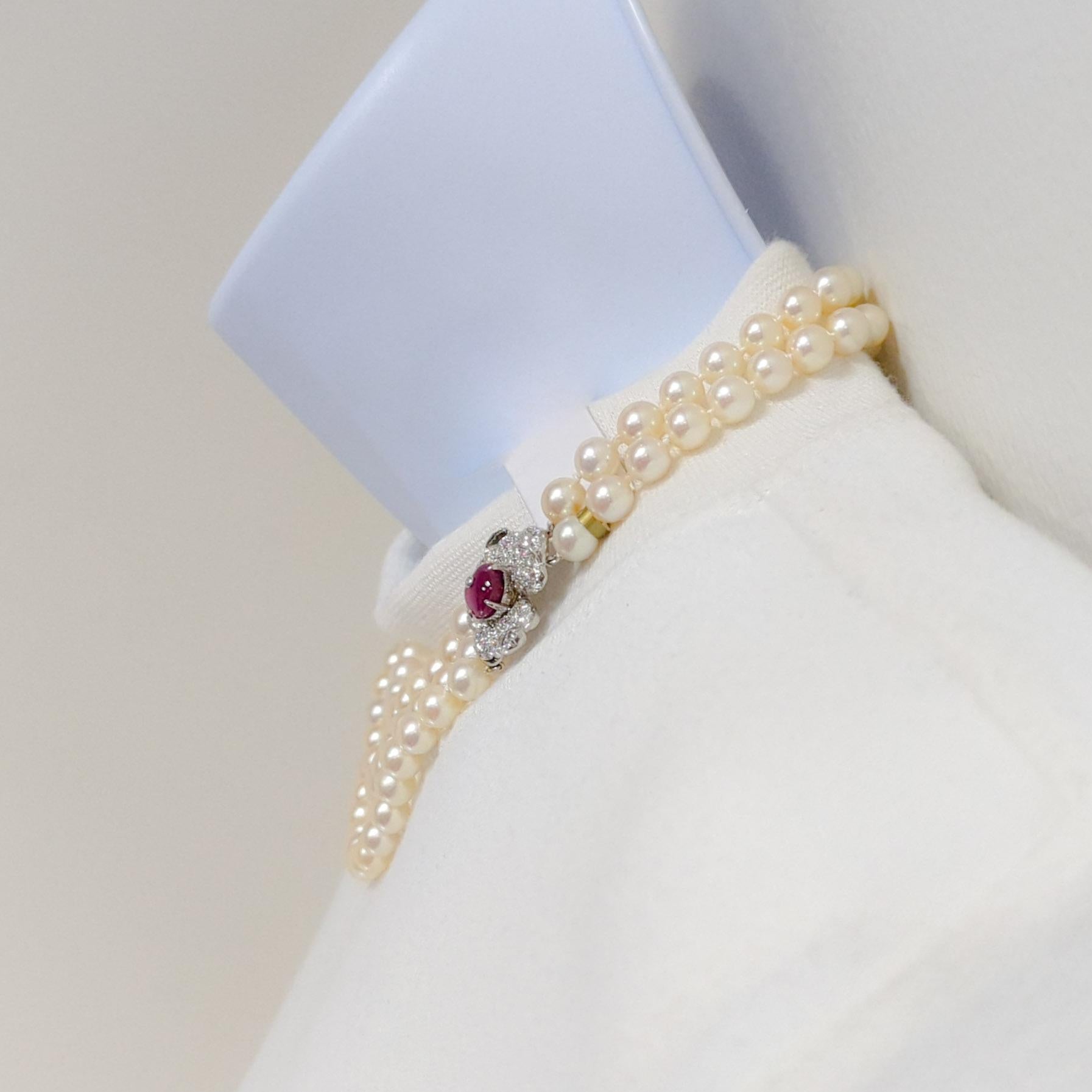 Marianne Ostier Collier de perles en rubis rouge de Birmanie et diamants AGL (succession)  Neuf - En vente à Los Angeles, CA