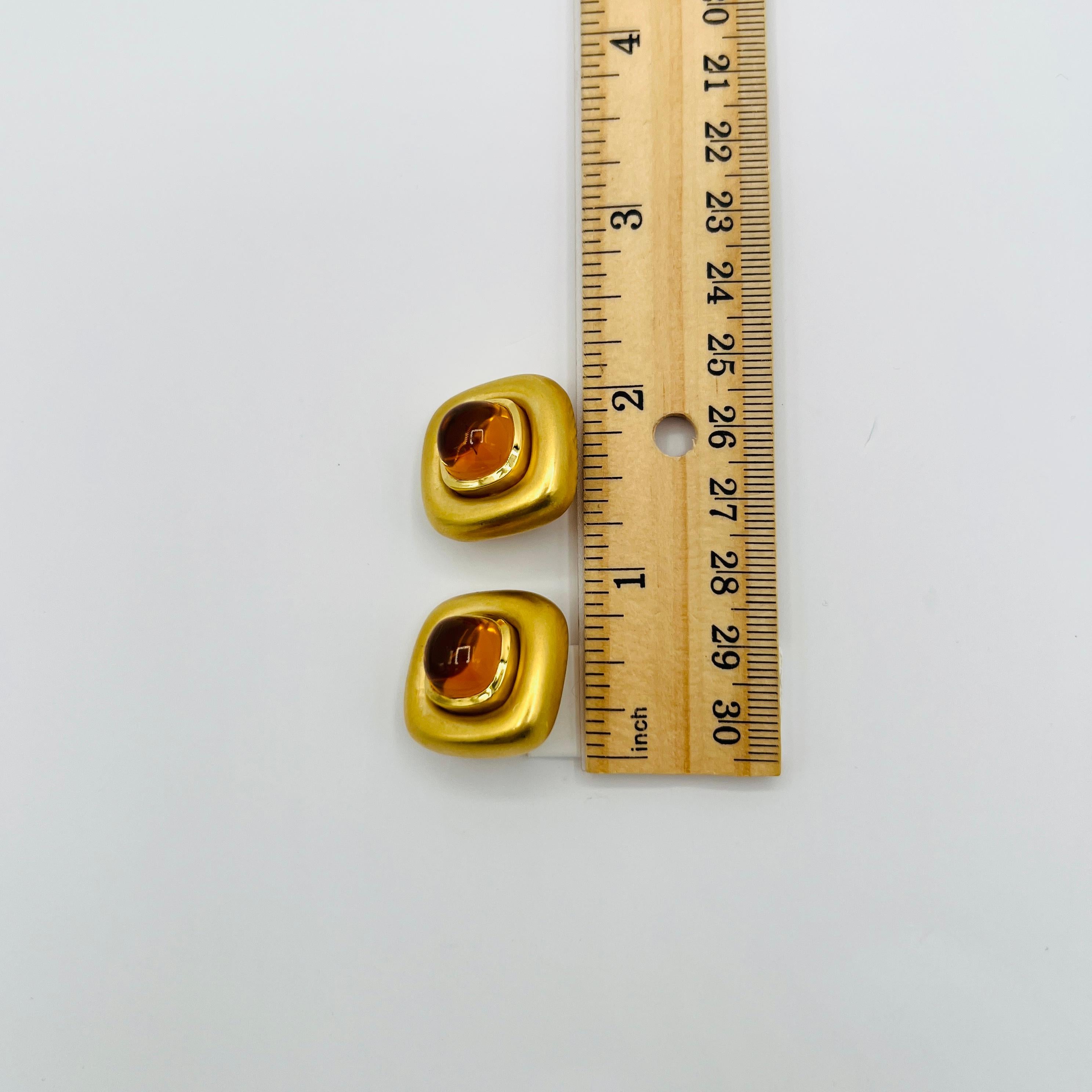 Estate Marlene Stowe Citrine Sugarloaf Earrings in 18K Yellow Gold en venta 2