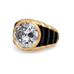 Estate Mauboussin Designer 18 Karat Gold 5.10 Carat Diamond Mother of Peal Ring