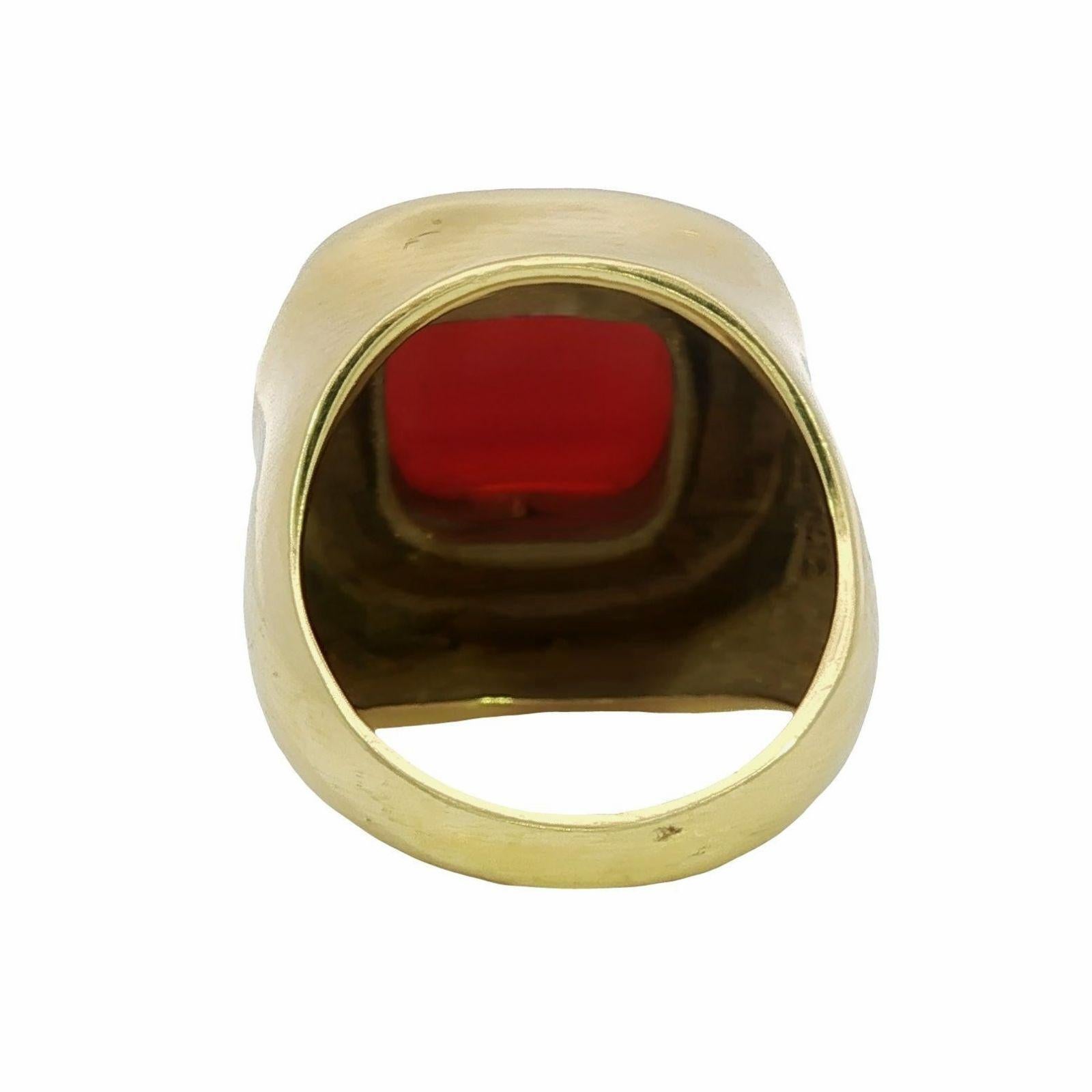 Estate Maz 18K Coral Statement Cocktail Ring Yellow Gold Size 6.5 For Sale 1
