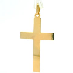 Estate Men's 18k Yellow Gold Squared Polished Cross Crucifix Pendant