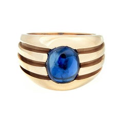 Bague en or avec saphir cabochon pour homme (succession)