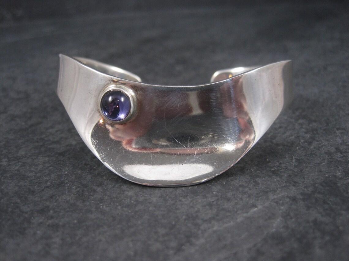 Women's Estate Mexican Sterling Amethyst Cuff Bracelet 6 Inches For Sale