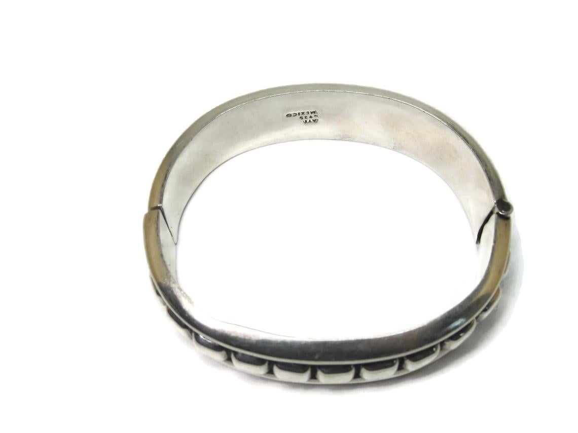 Estate Mexican Sterling Clamper Bangle Bracelet For Sale 3