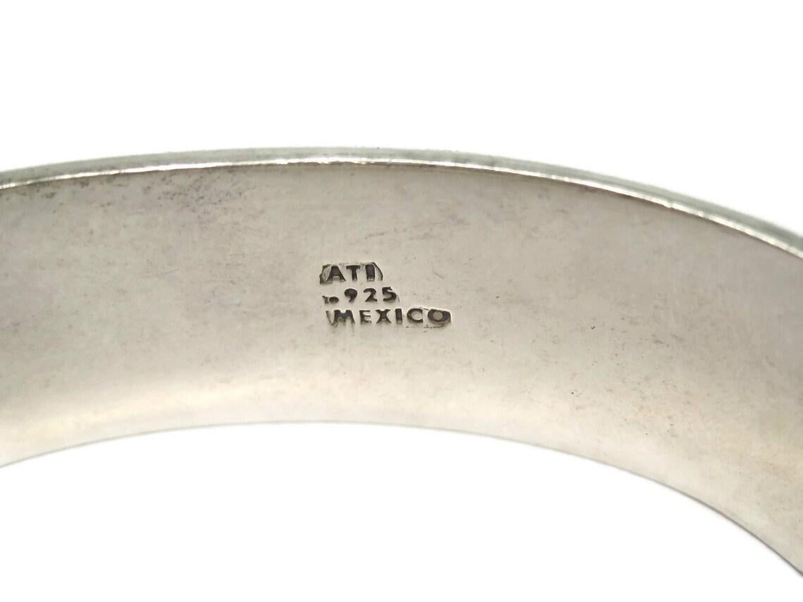 Estate Mexican Sterling Clamper Bangle Bracelet For Sale 4