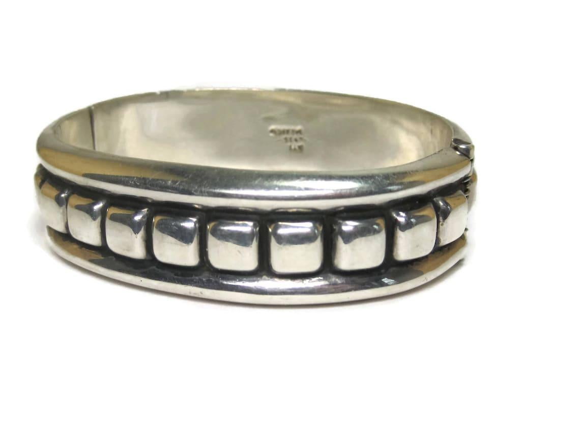 Women's or Men's Estate Mexican Sterling Clamper Bangle Bracelet For Sale
