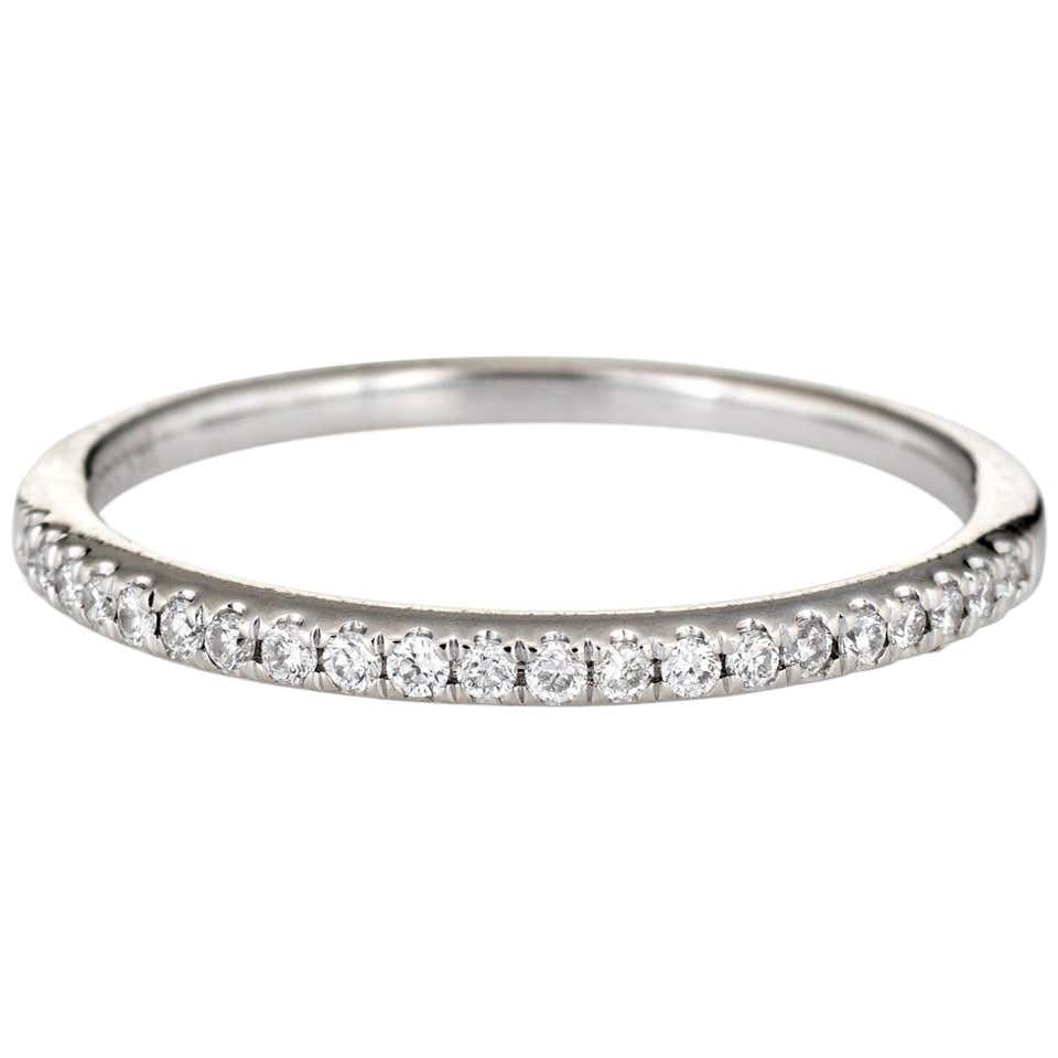 Estate Micro Pave Diamond Band 14 Karat White Gold Stacking Ring ...
