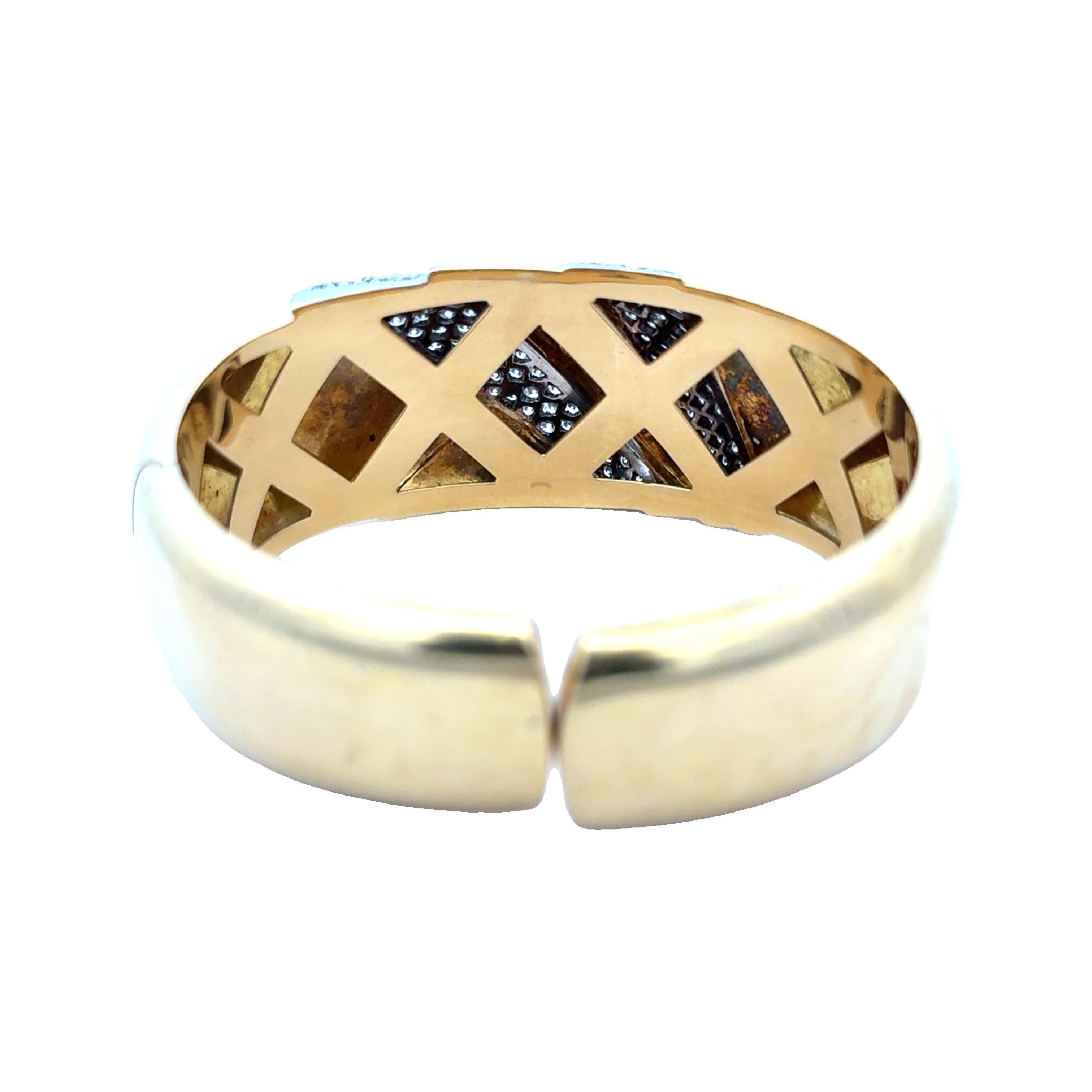 Women's or Men's Estate Mid-Century 18K Yellow Gold Diamond Cuff Bracelet – 2.5 Carats For Sale