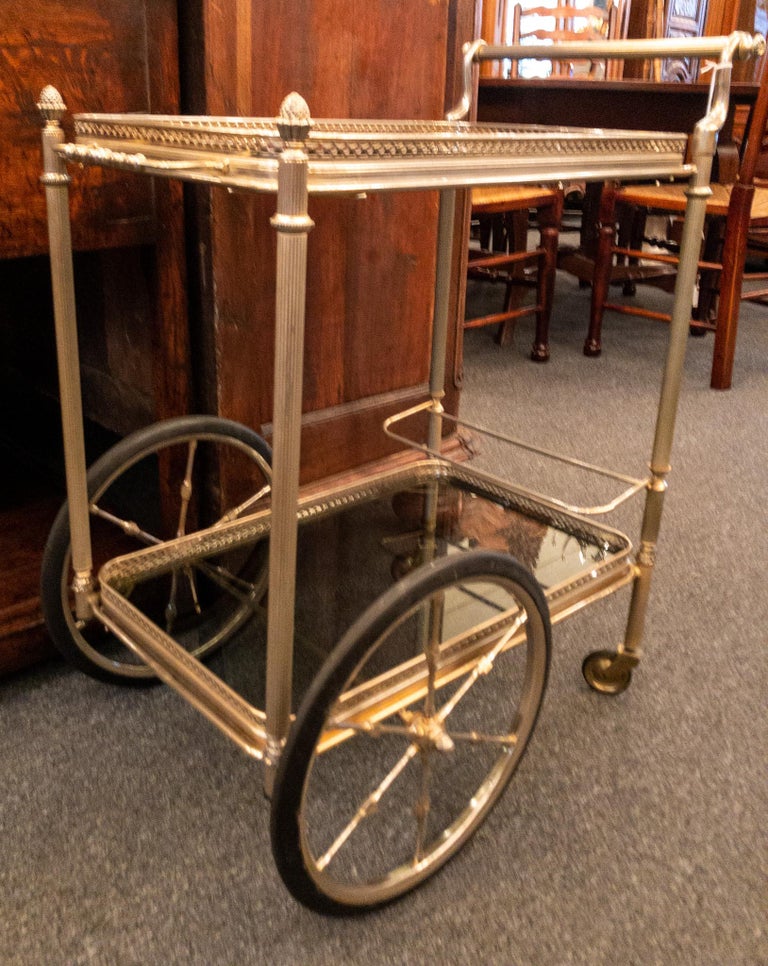Estate Midcentury Silvered Bronze Bar Cart, circa 1950s at 1stDibs