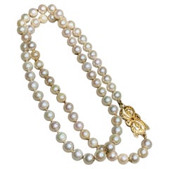 Estate Mikimoto 18K Yellow Gold 5.40mm Pearl Strand Necklace 16.25”