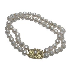 Estate Mikimoto Double Strand 18 Karat Armband zertifiziert