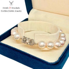 Estate Mikimoto Strand Bracelet 9.5-9 mm 7.5" 18k Gold Certified