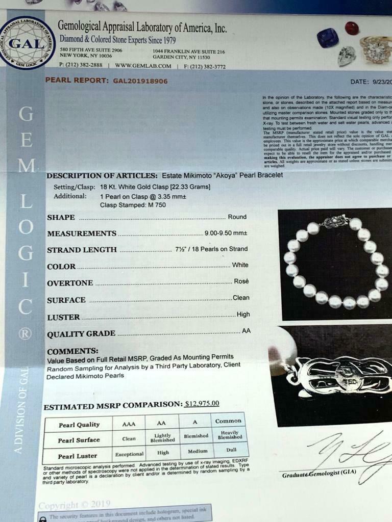 Estate Mikimoto Strand Bracelet 9.5-9 mm 7.5