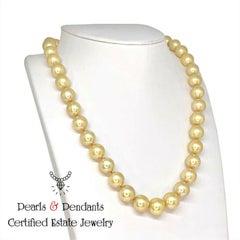 Estate Mikimoto South Sea Golden 18 Karat Necklace Certified