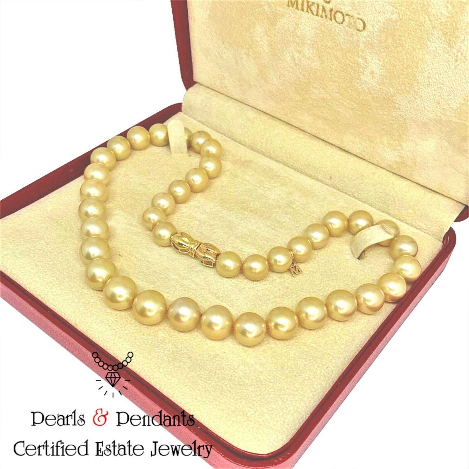 Modern Estate Mikimoto South Sea Golden 18 Karat Necklace Certified