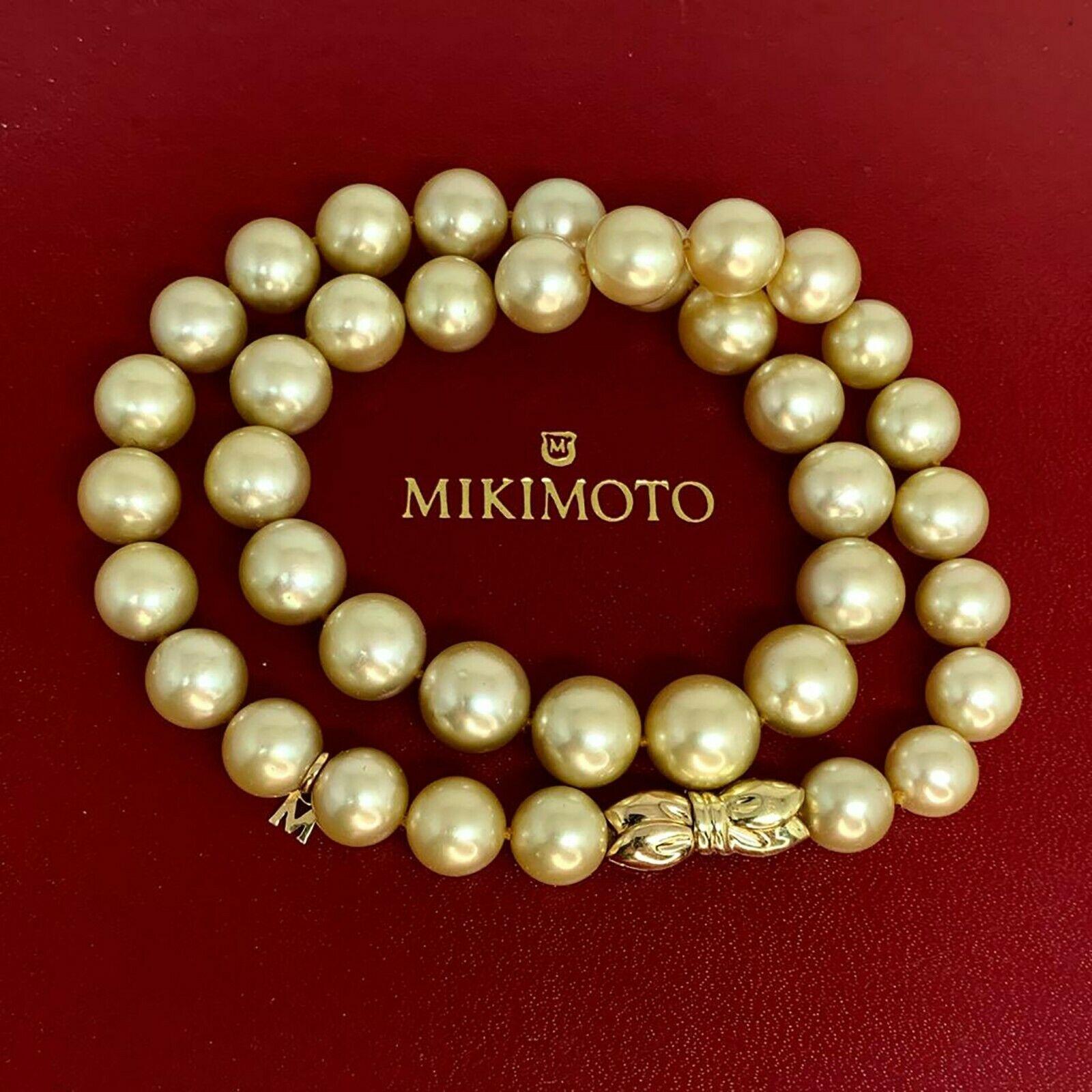 Estate Mikimoto South Sea Golden 18 Karat Necklace Certified 2