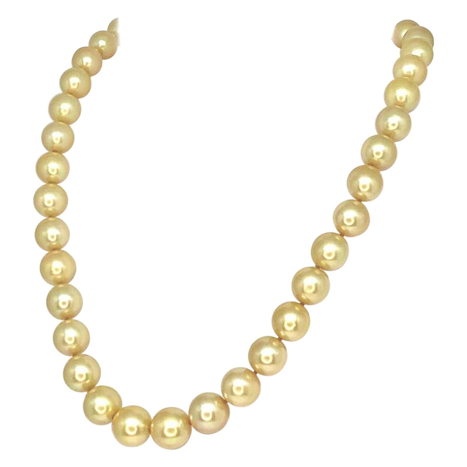 Estate Mikimoto South Sea Golden 18 Karat Necklace Certified