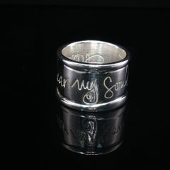 Estate Milor Sterling Silver Hear My Soul Speak Ring Sz 9.5 Wide Band 925 Italy