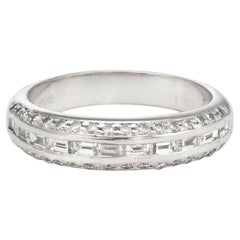 Estate Mixed Cut Diamond Band Platinum 0.59 Carat Wedding Stacking Ring