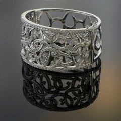 Estate Modern 18KT Weißgold Diamond Cuff Armreif Armband