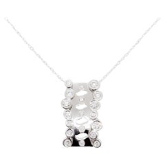 Collier pendentif moderne de succession en or blanc 18 carats avec diamants blancs ronds