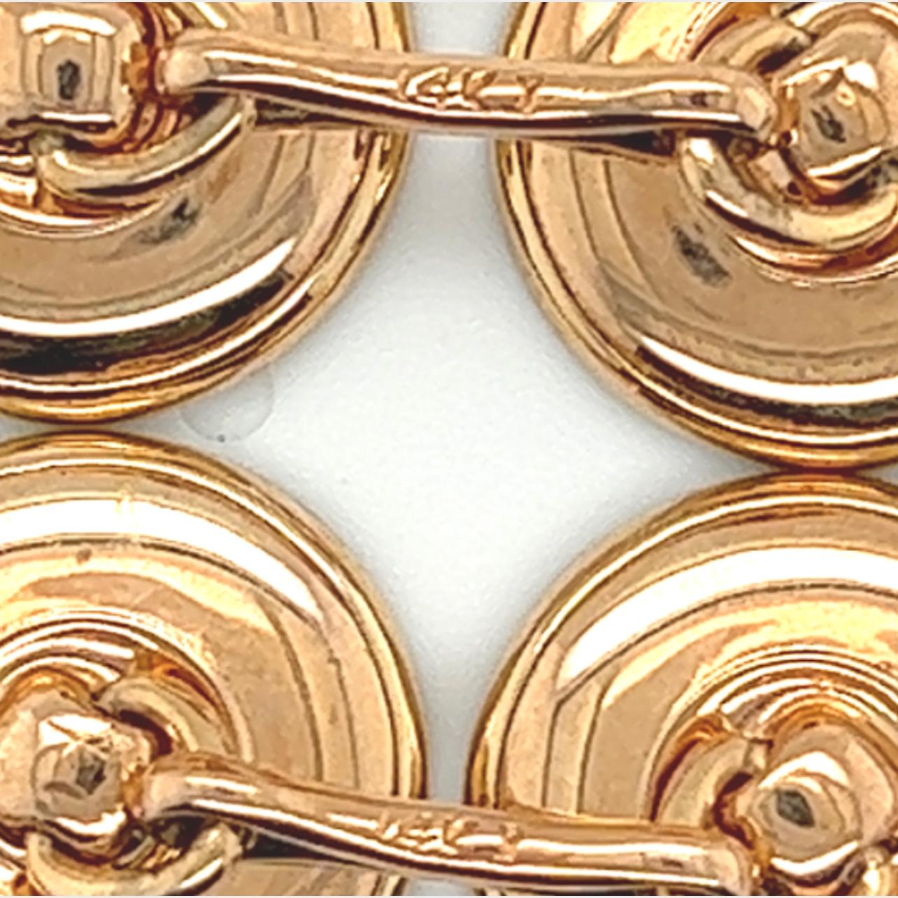 Men's Estate Mother of Pearl Cufflinks Tuxedo Set 14k Gold 11.5 mm Certified For Sale