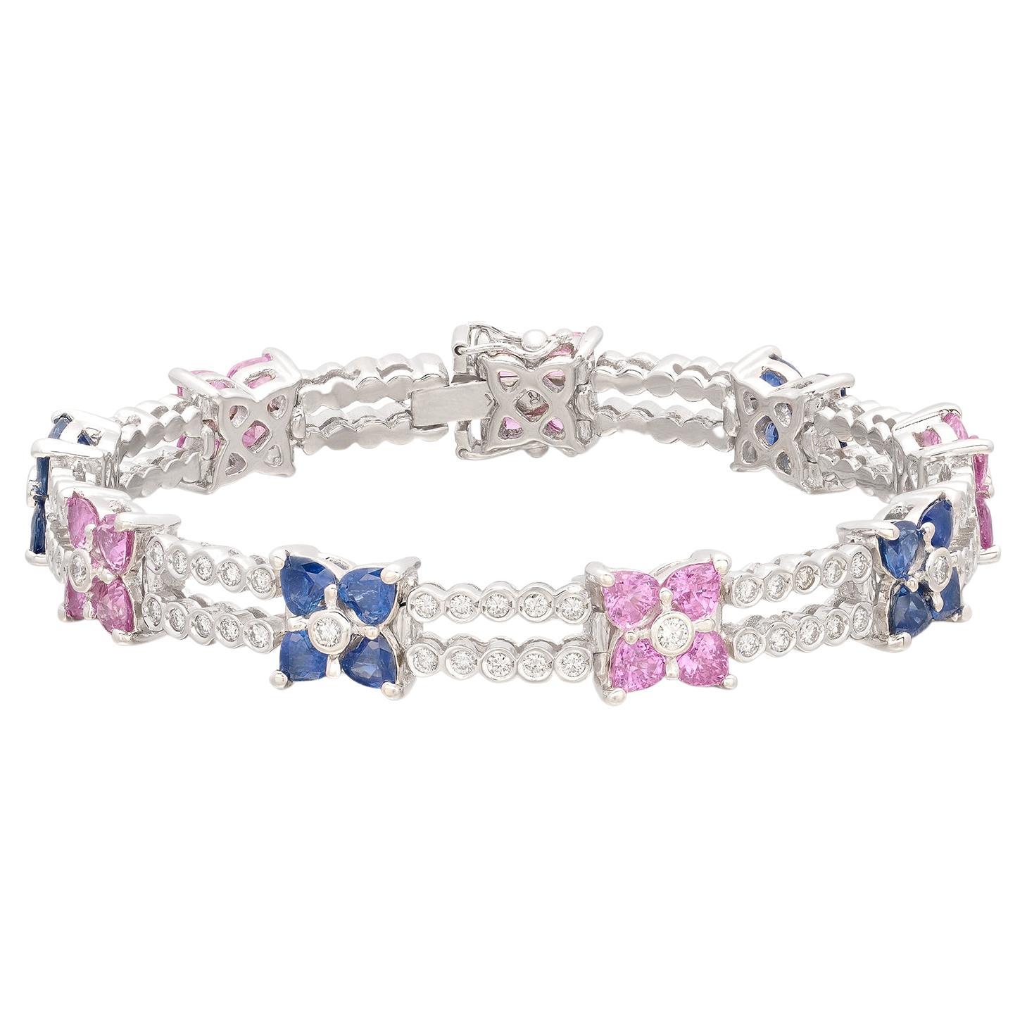 Estate Multi-Color Sapphire & Diamond Bracelet