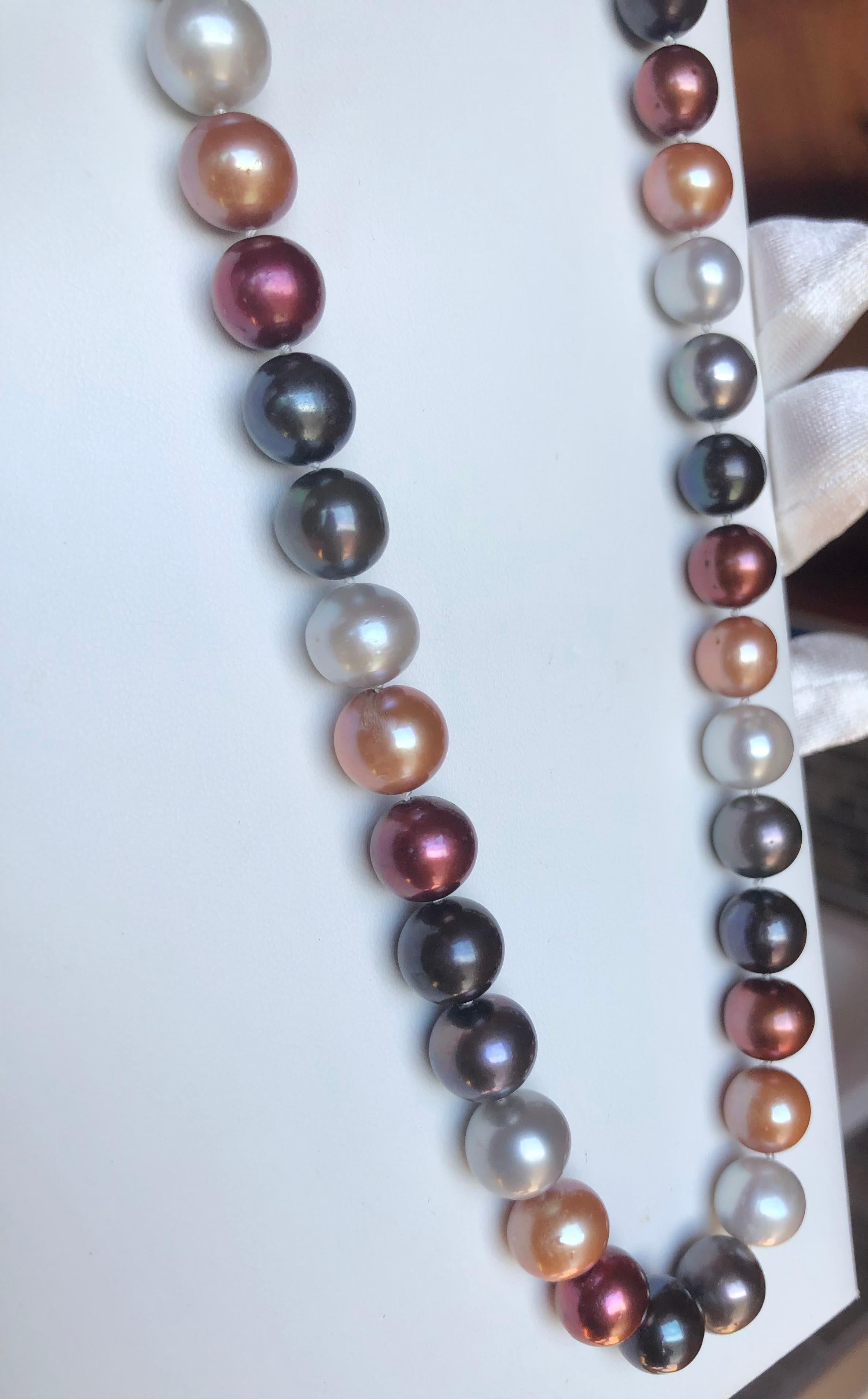 Perlas Cultivadas Multicolor Oro 14K en venta 5