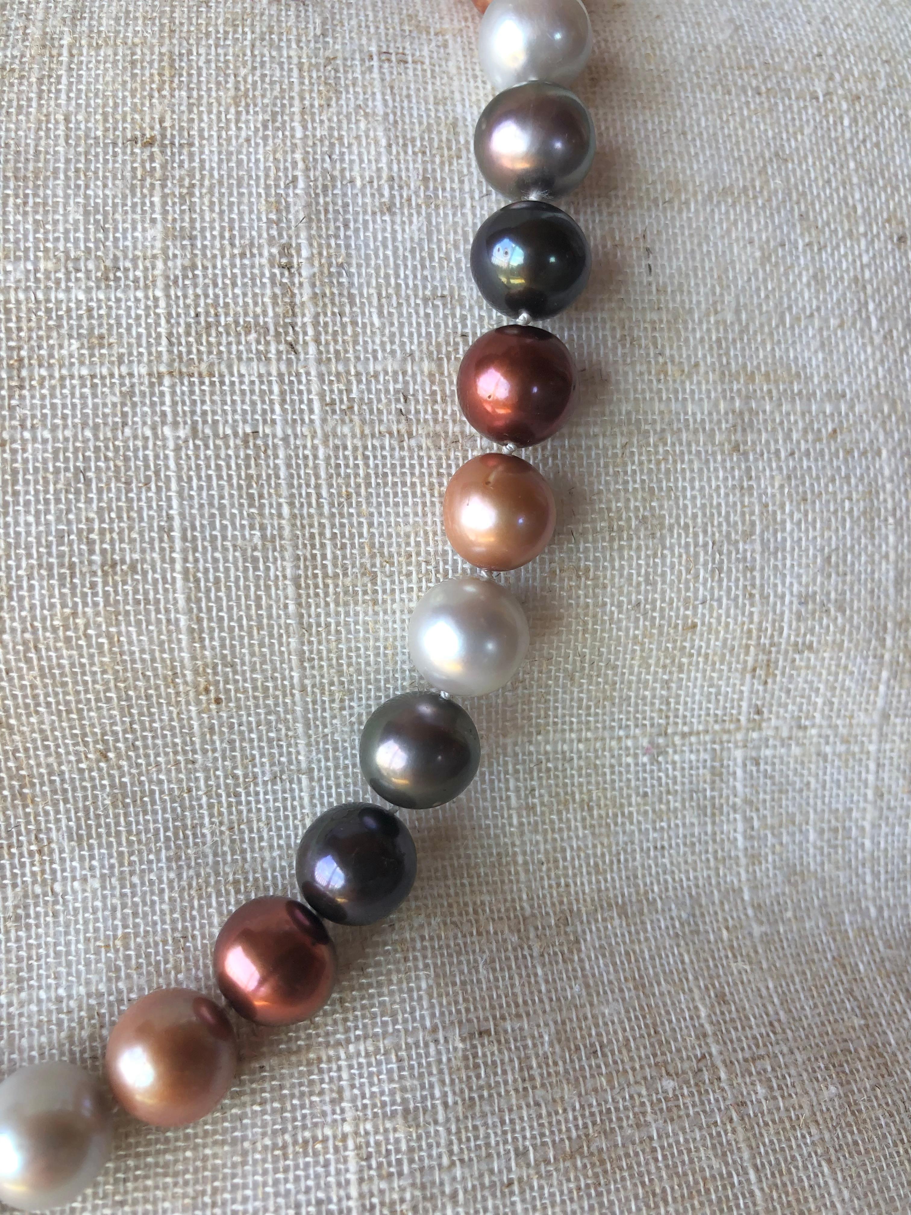 Perlas Cultivadas Multicolor Oro 14K en venta 3