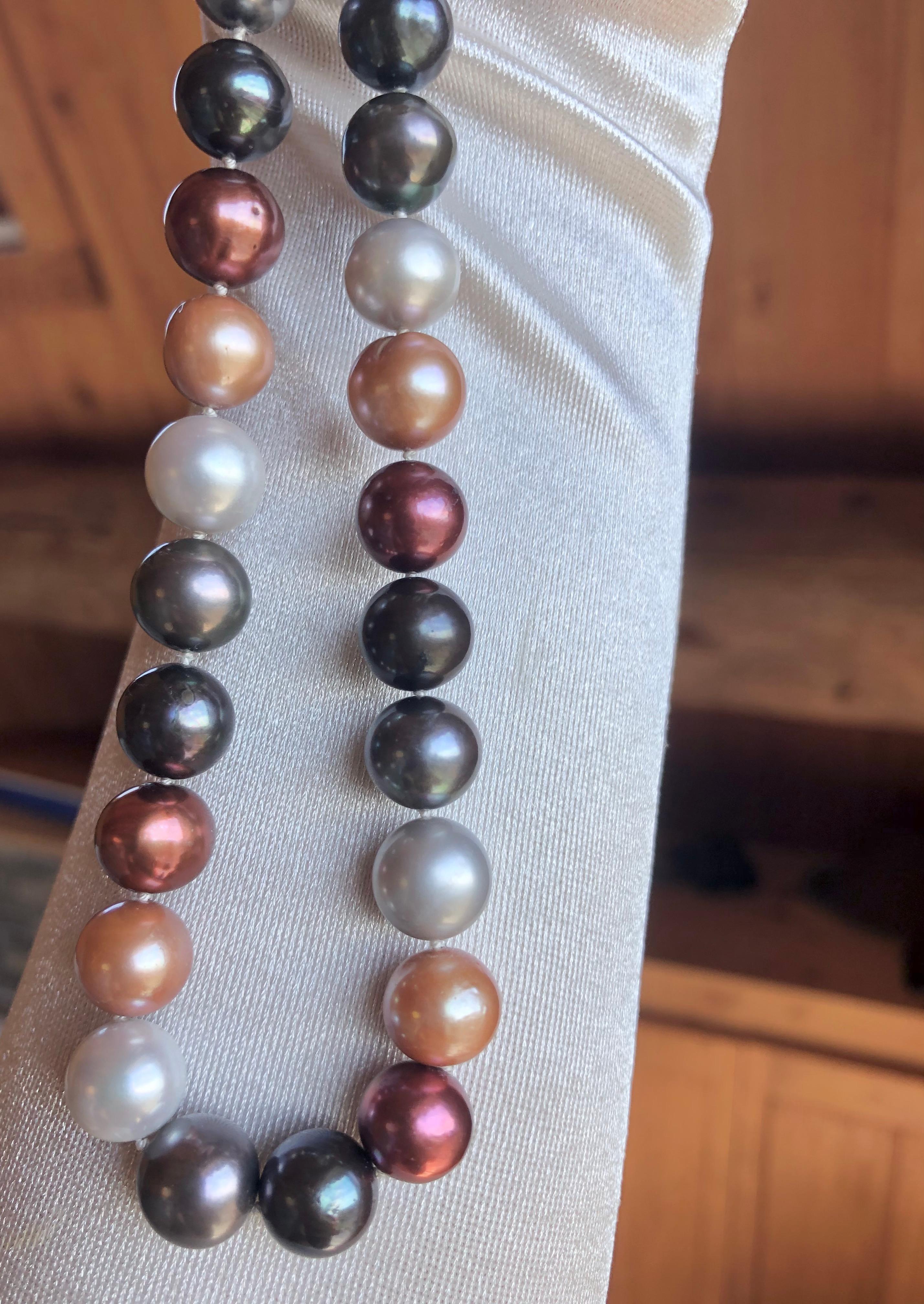 Perlas Cultivadas Multicolor Oro 14K en venta 4