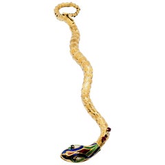 Estate Multicolor Enamel and White Diamond Serpent Bracelet