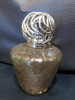 Estate Murano Style Rose Gold Speckled Glass Atomizer Perfume Bottle