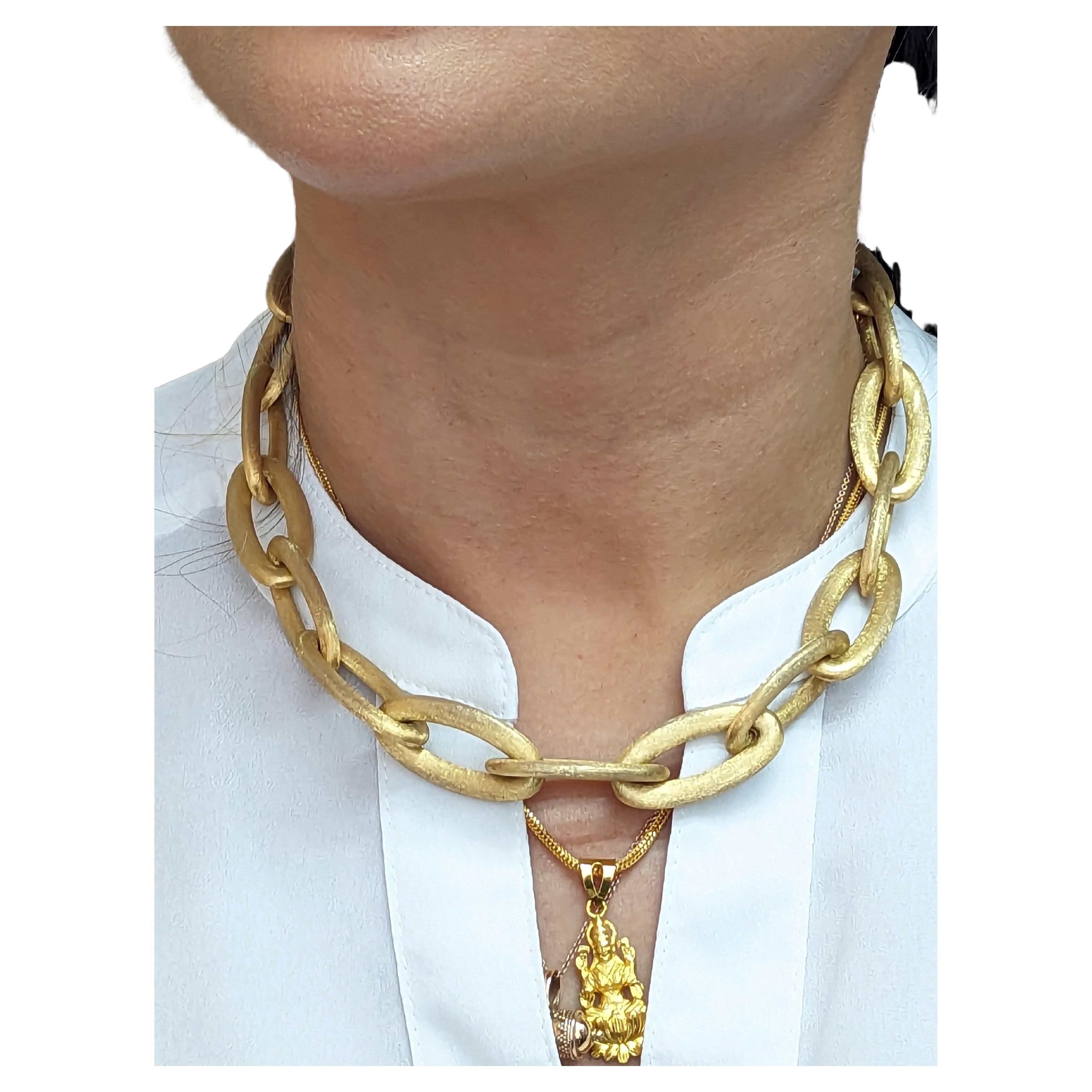 Estate NANIS 18KT Italy Yellow Gold CHAIN LINK LIBERA ICON NECKLACE
