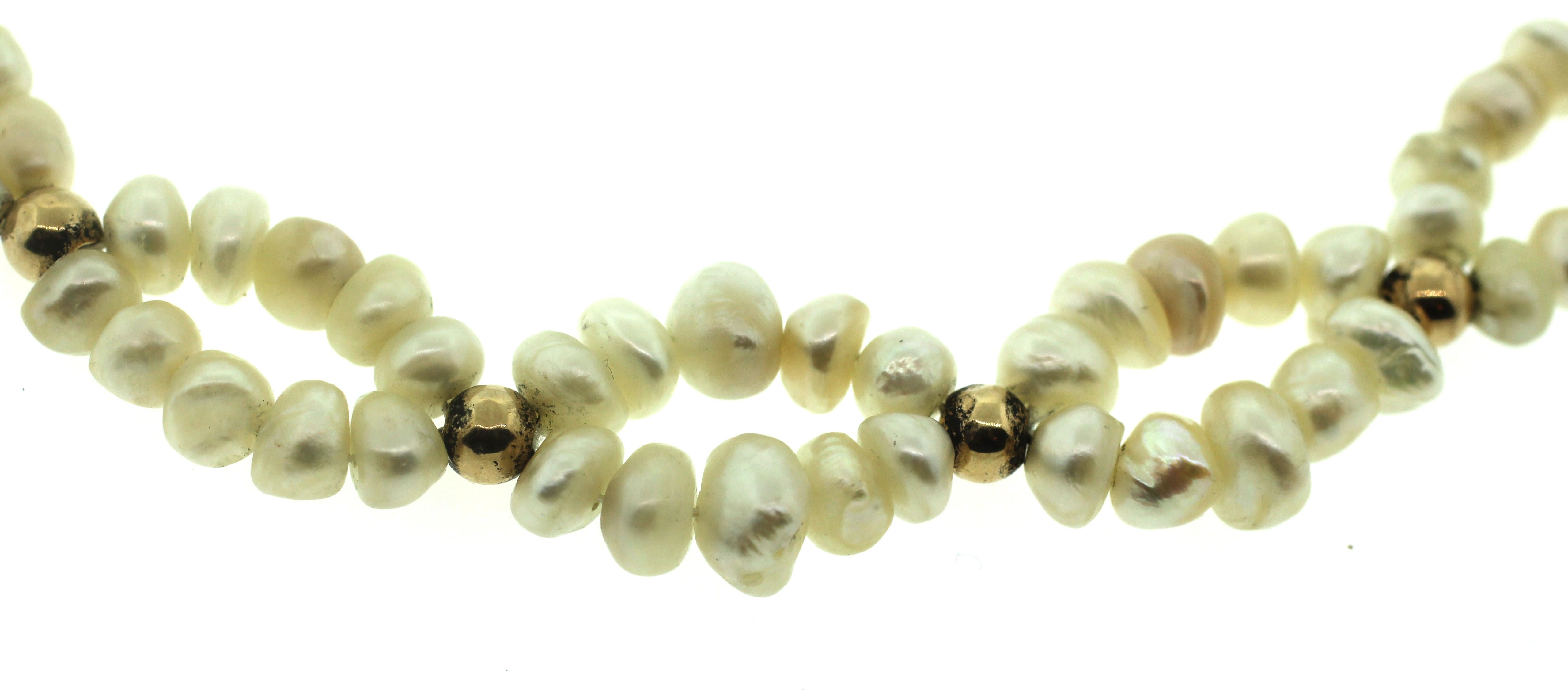 Estate Natural Bahrani baroque pearls and antique beads For Sale 2