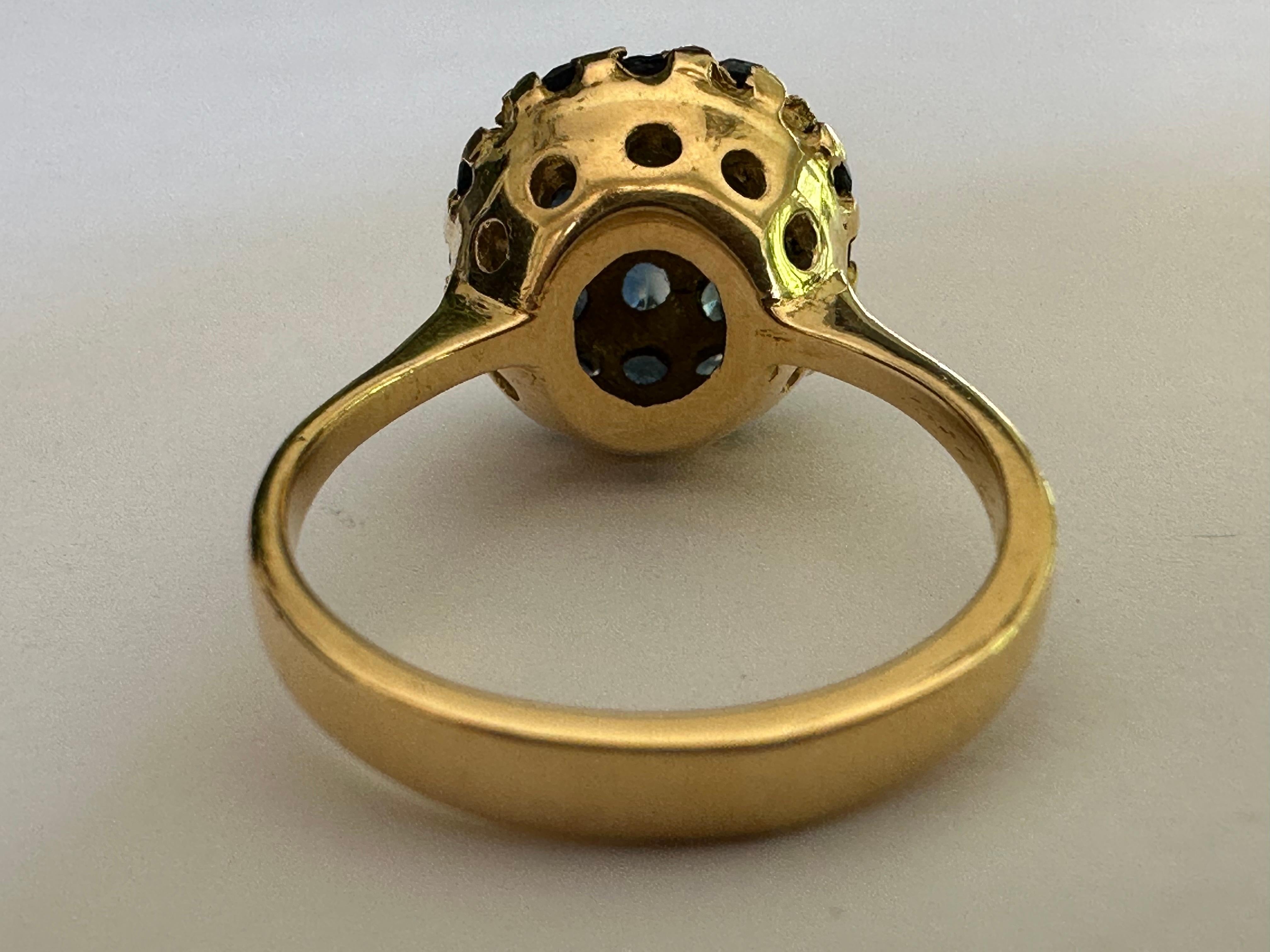 Estate Natural Blue Sapphire und 18K Gelbgold Dome Ring Damen