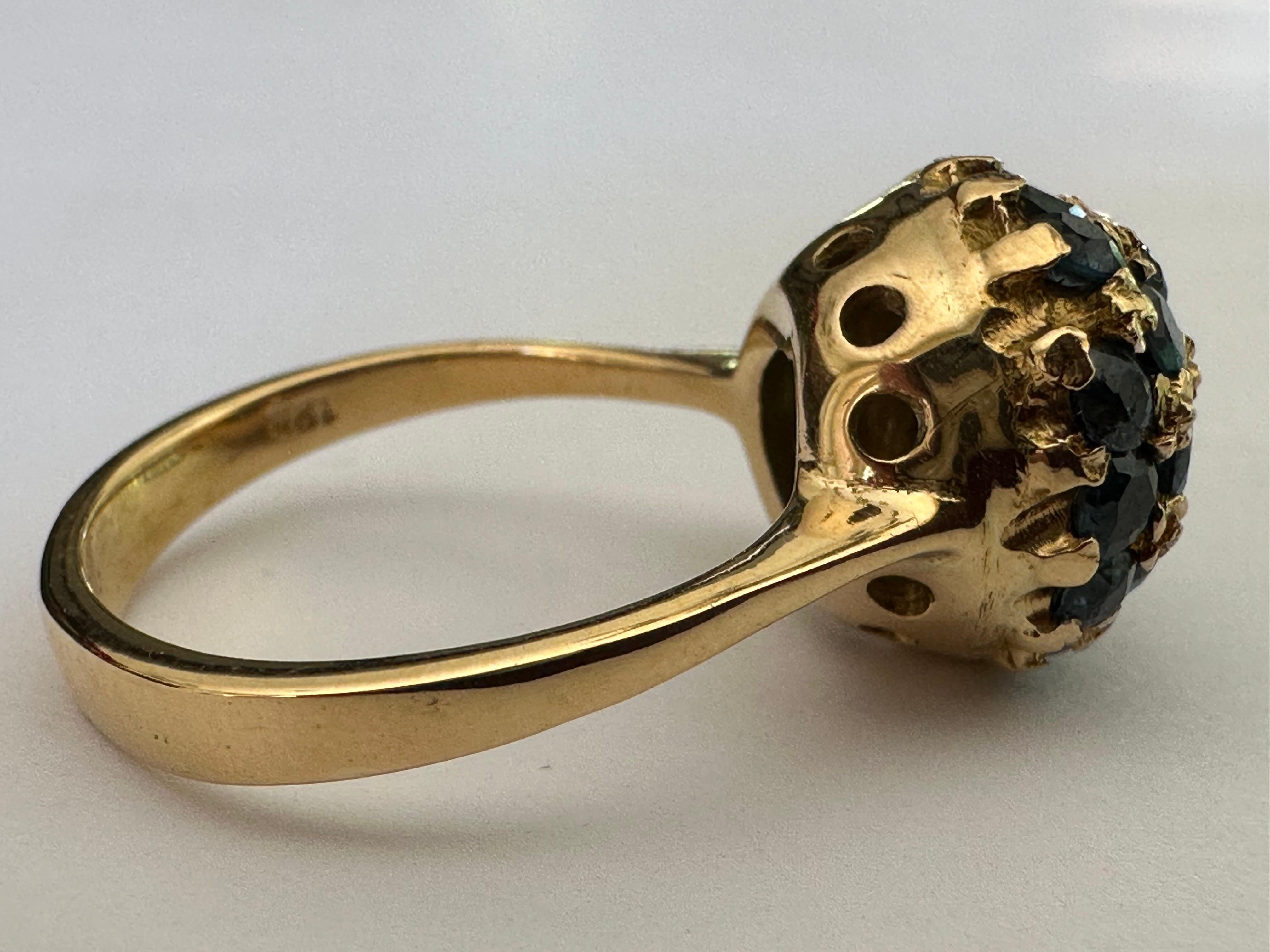 Estate Natural Blue Sapphire und 18K Gelbgold Dome Ring 1