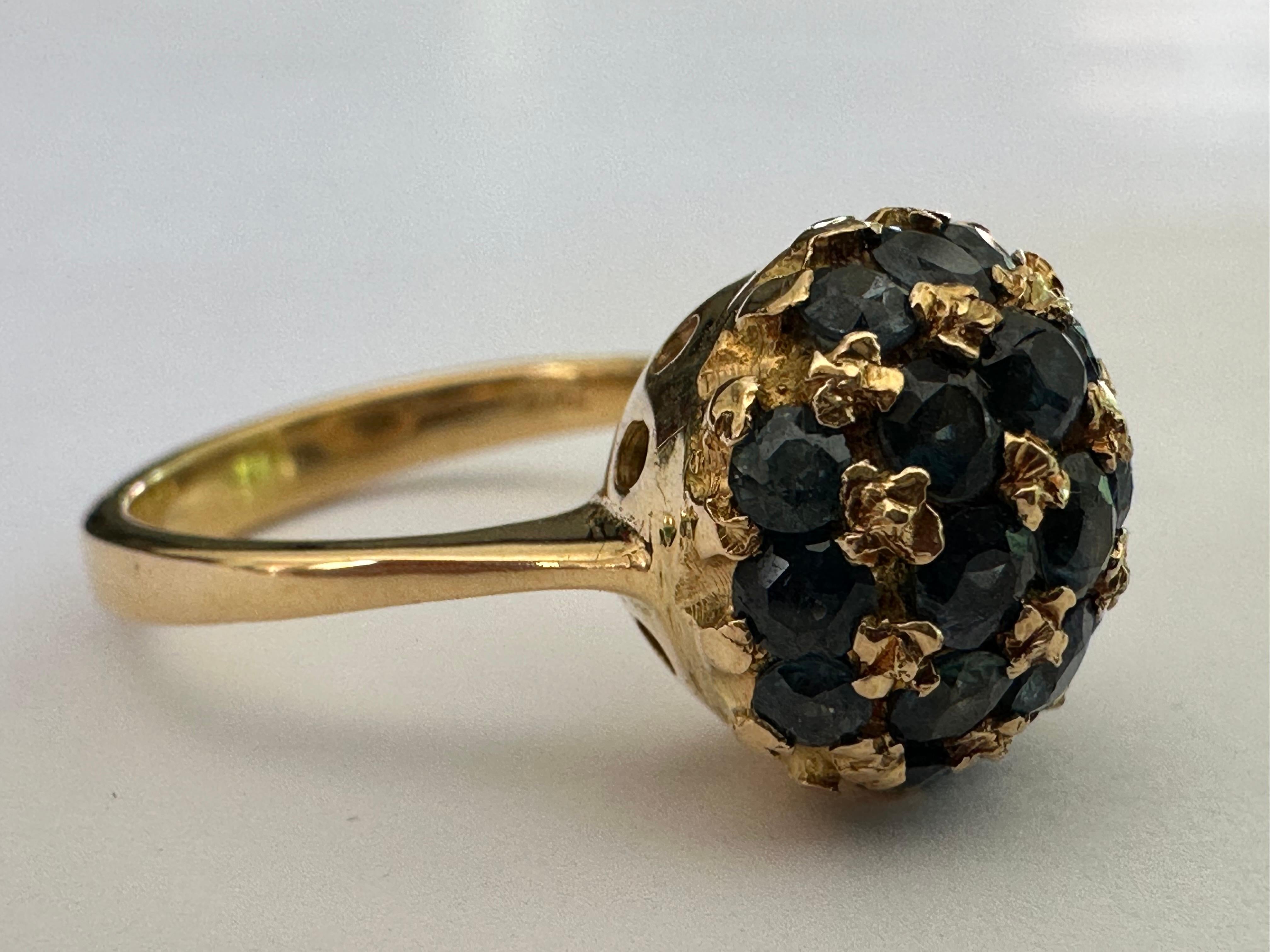 Estate Natural Blue Sapphire und 18K Gelbgold Dome Ring 2