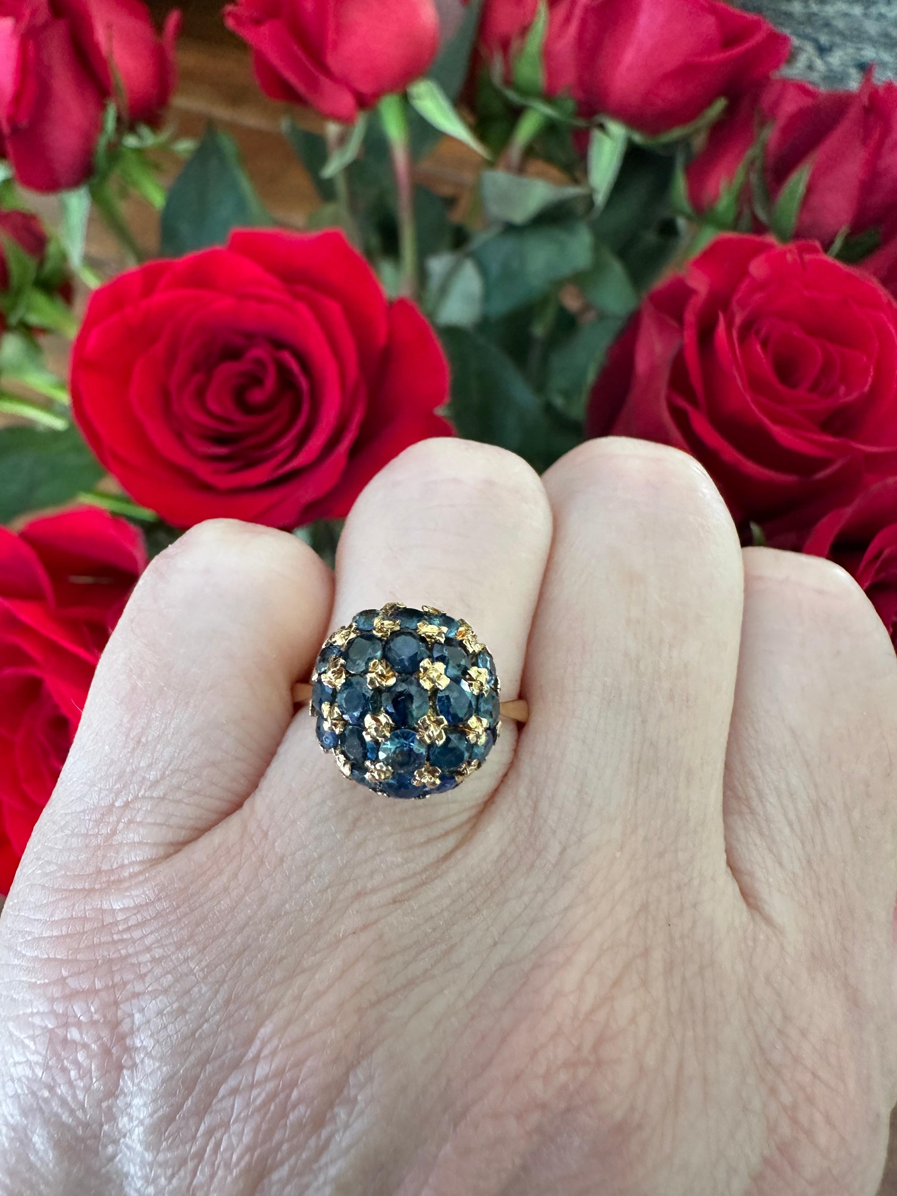 Estate Natural Blue Sapphire und 18K Gelbgold Dome Ring 3