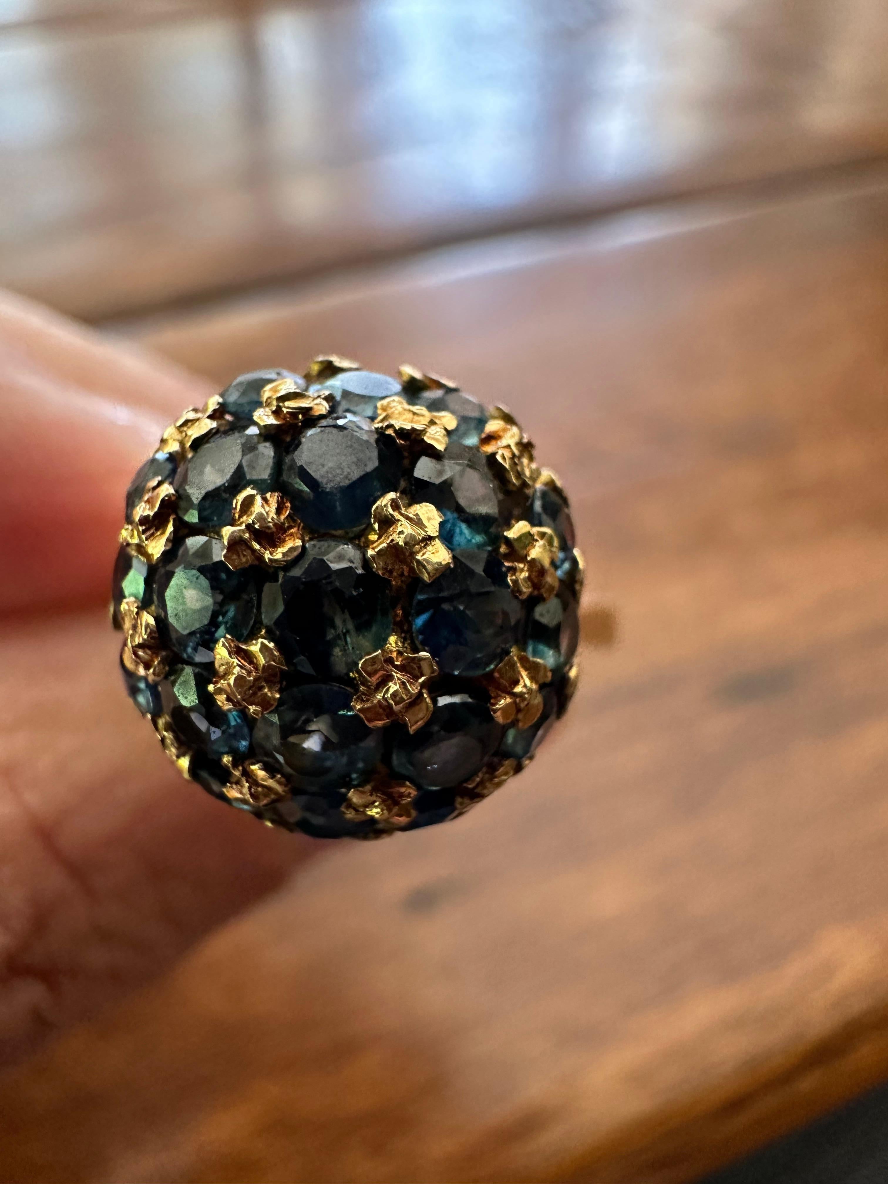 Estate Natural Blue Sapphire und 18K Gelbgold Dome Ring 4